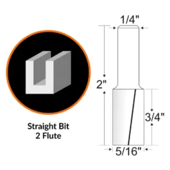 WEN RB103FF 5/16 in. Straight 2-Flute Carbide-Tipped Router Bit with 1/4 in. Shank