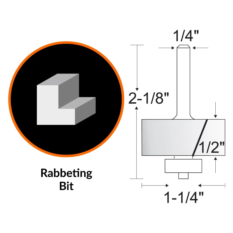 WEN RB701RA 1-1/4 Rabbeting Carbide-Tipped Router Bit with 1/4 in. Shank