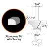 WEN RB601RD 3/4 in. Roundover Carbide-Tipped Router Bit with 1/4 in. Shank