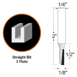 WEN RB001SF 1/8 in. Straight 1-Flute Carbide-Tipped Router Bit with 1/4 in. Shank
