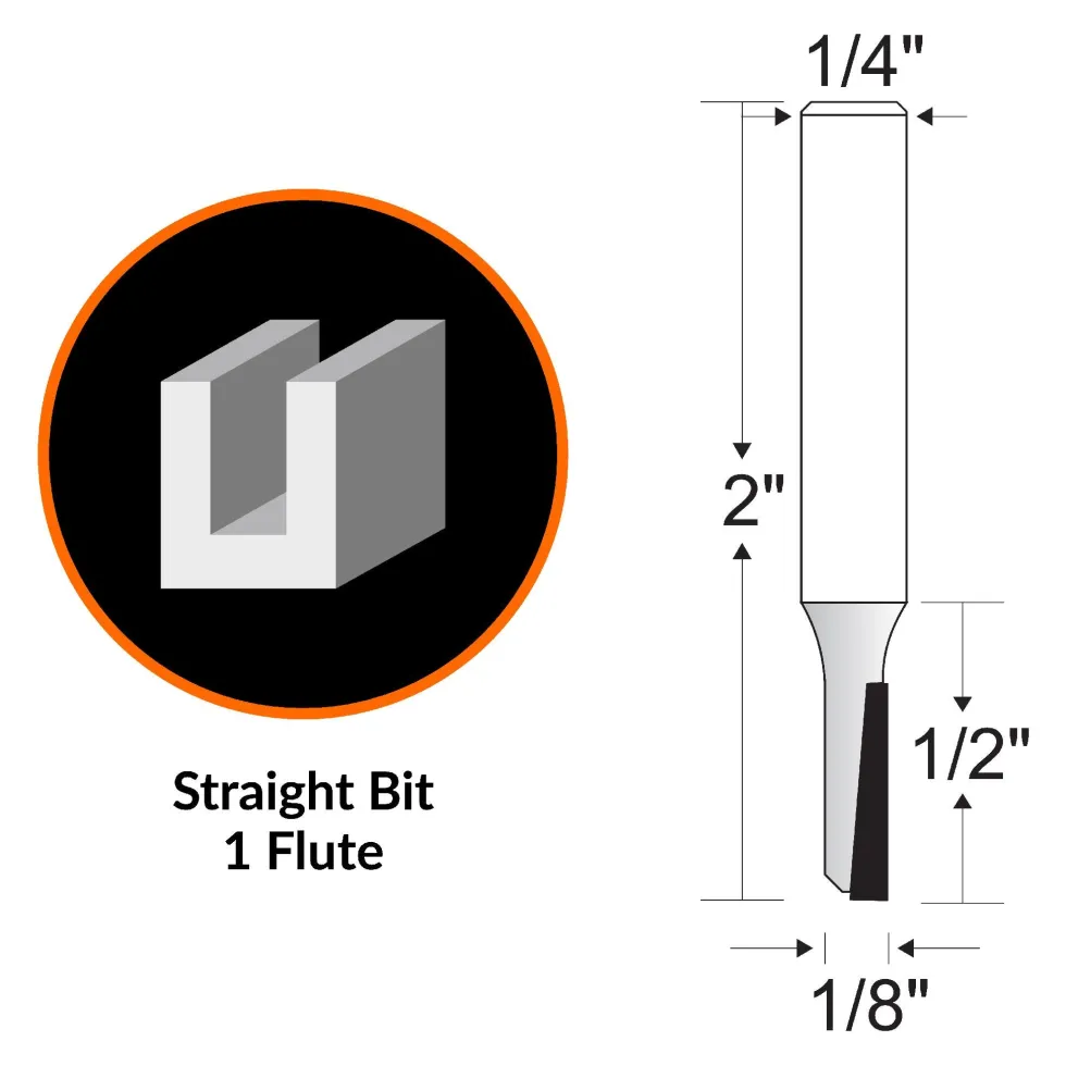 WEN RB001SF 1/8 in. Straight 1-Flute Carbide-Tipped Router Bit with 1/4 in. Shank