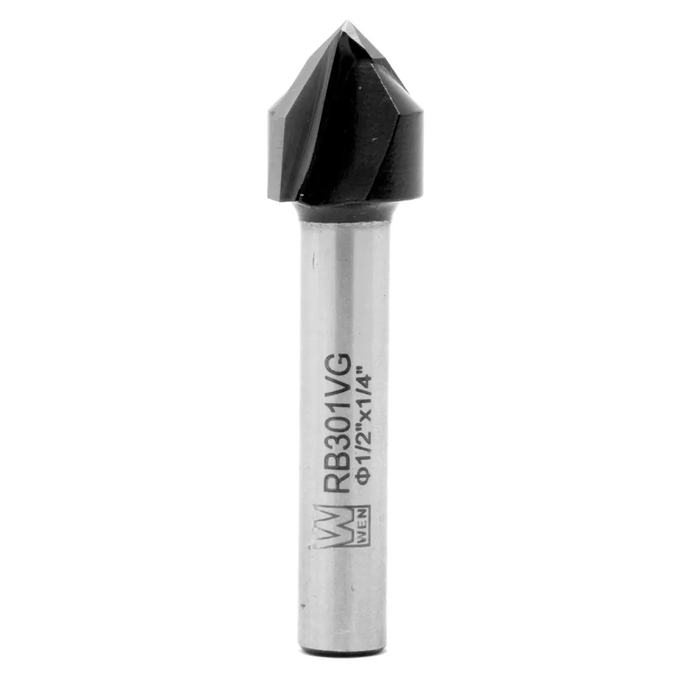WEN RB301VG 1/2 in. V-Groove Carbide-Tipped Router Bit with 1/4 in. Shank and 1/2 in. Cutting Length