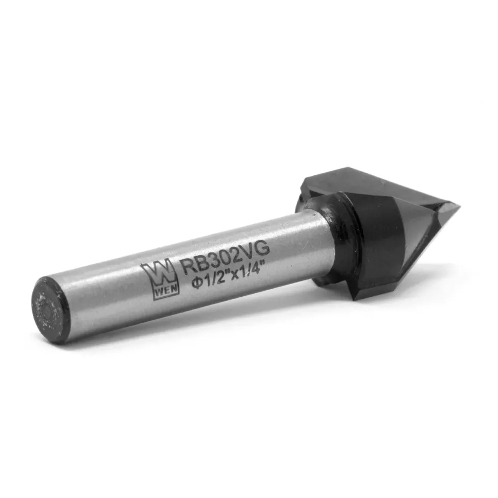 WEN RB302VG 1/2 in. V-Groove Carbide-Tipped Router Bit with 1/4 in. Shank and 5/8 in. Cutting Length