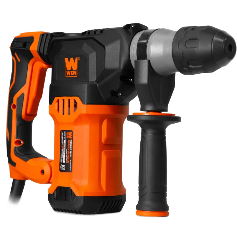 WEN RH1042 12-Amp 1-3/16-Inch Variable Speed SDS Plus Corded Rotary Hammer Kit with Case, Chisels, and Drill Bits