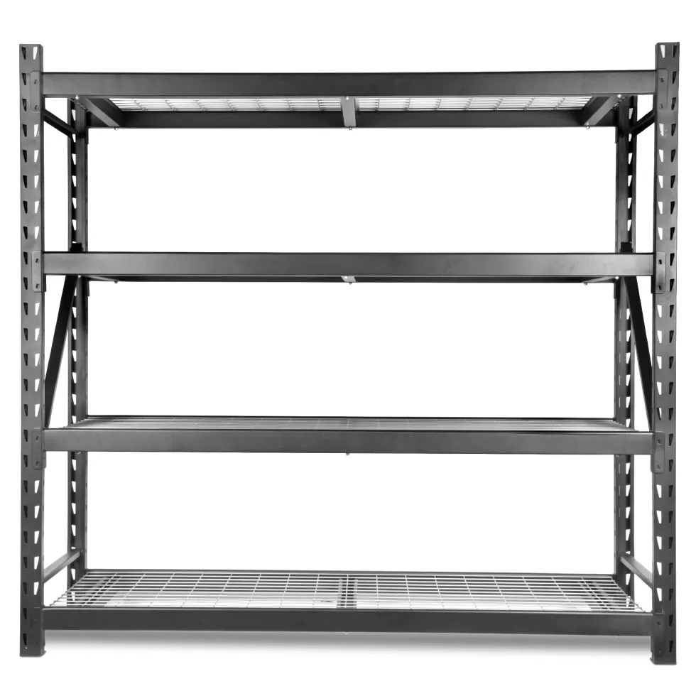 WEN RK7724-4 Four-Tier Industrial Steel Storage Rack with Adjustable Shelving and 8000-Pound Capacity