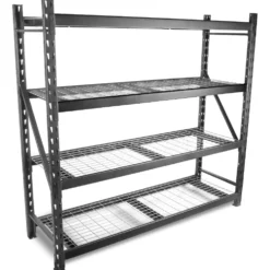 WEN RK7724-4 Four-Tier Industrial Steel Storage Rack with Adjustable Shelving and 8000-Pound Capacity