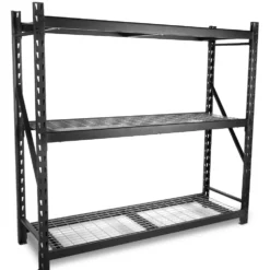 WEN RK7724-3 Three-Tier Industrial Steel Storage Rack with Adjustable Shelving and 6000-Pound Capacity
