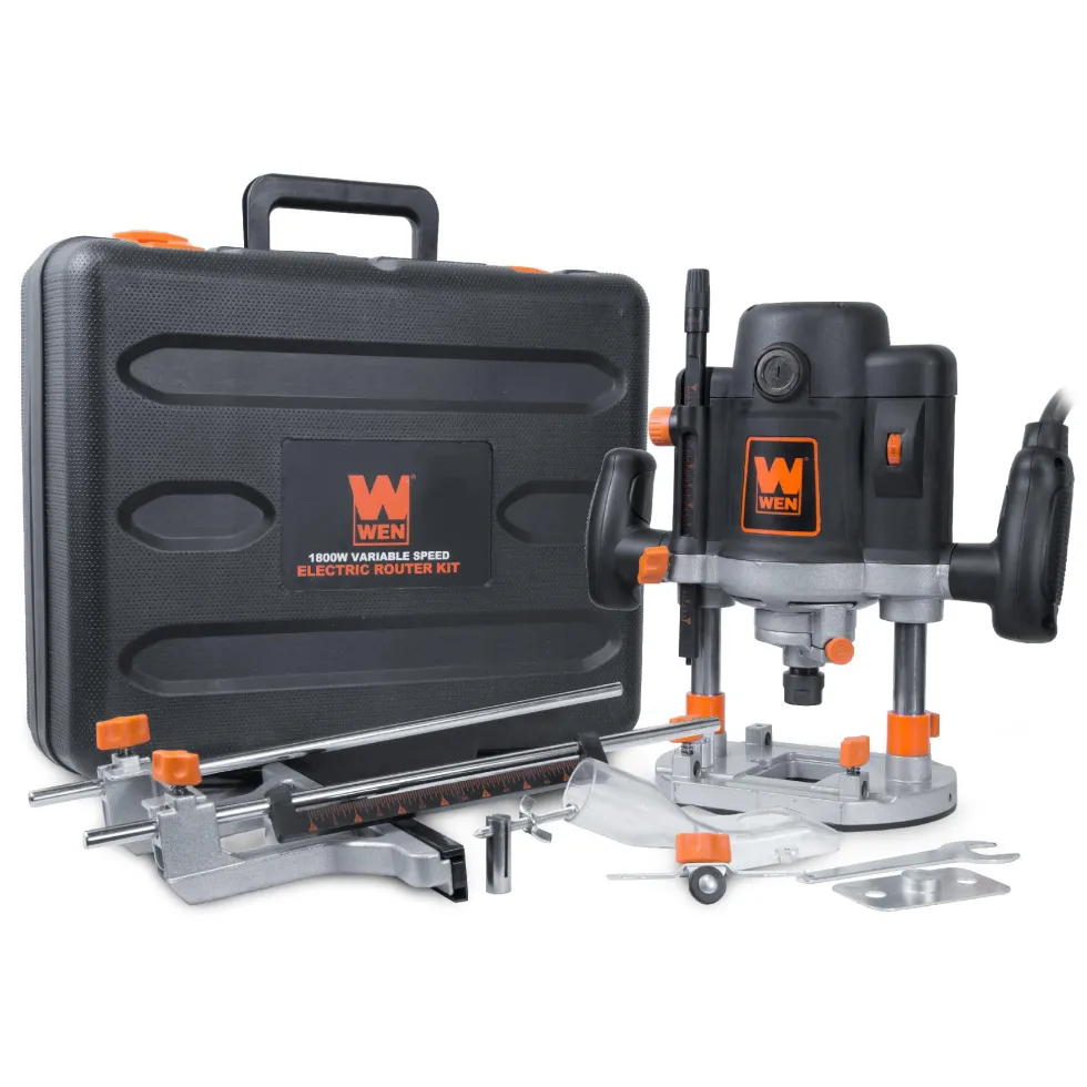 WEN RT6033 15-Amp Variable Speed Plunge Woodworking Router Kit with Carrying Case and Edge Guide
