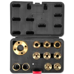 WEN RT011A WEN Solid Brass Router Template and Guide Bushing Set, 1-3/16-Inch Base Plate, 11-Piece Kit