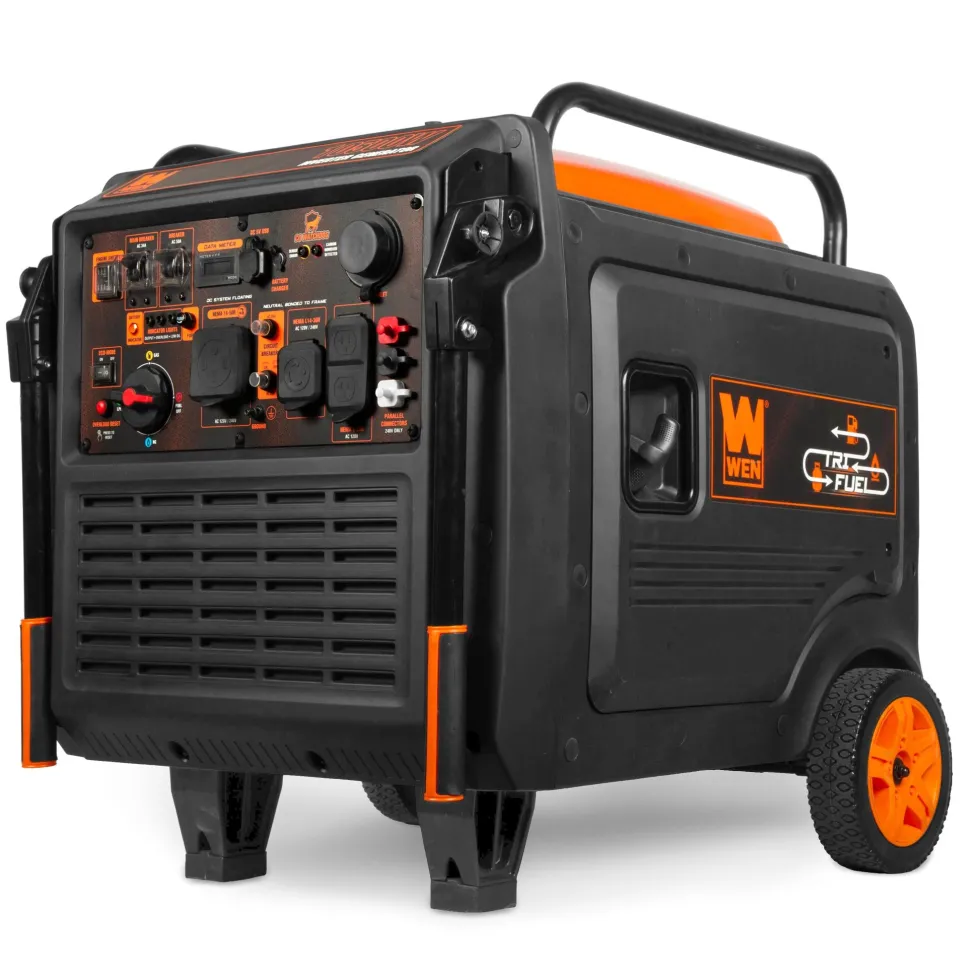 WEN TF1050iX 10,500-Watt 120V/240V Tri-Fuel Inverter Generator with Quiet 457cc Engine, Electric Start, Wheel Kit, and CO Watchdog, Gas, Propane, and Natural Gas Powered