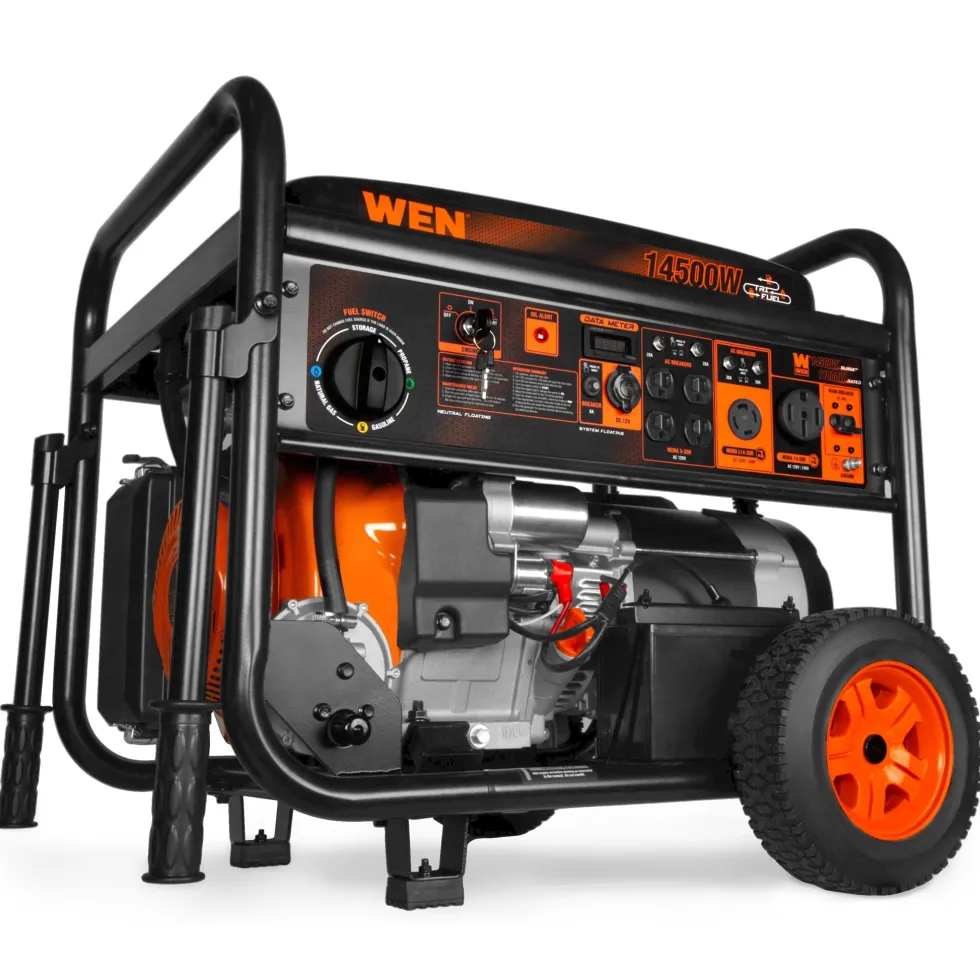 WEN TF1450 14500-Watt 120V/240V Tri-Fuel Generator, Transfer-Switch Ready with Electric Start and Wheel Kit