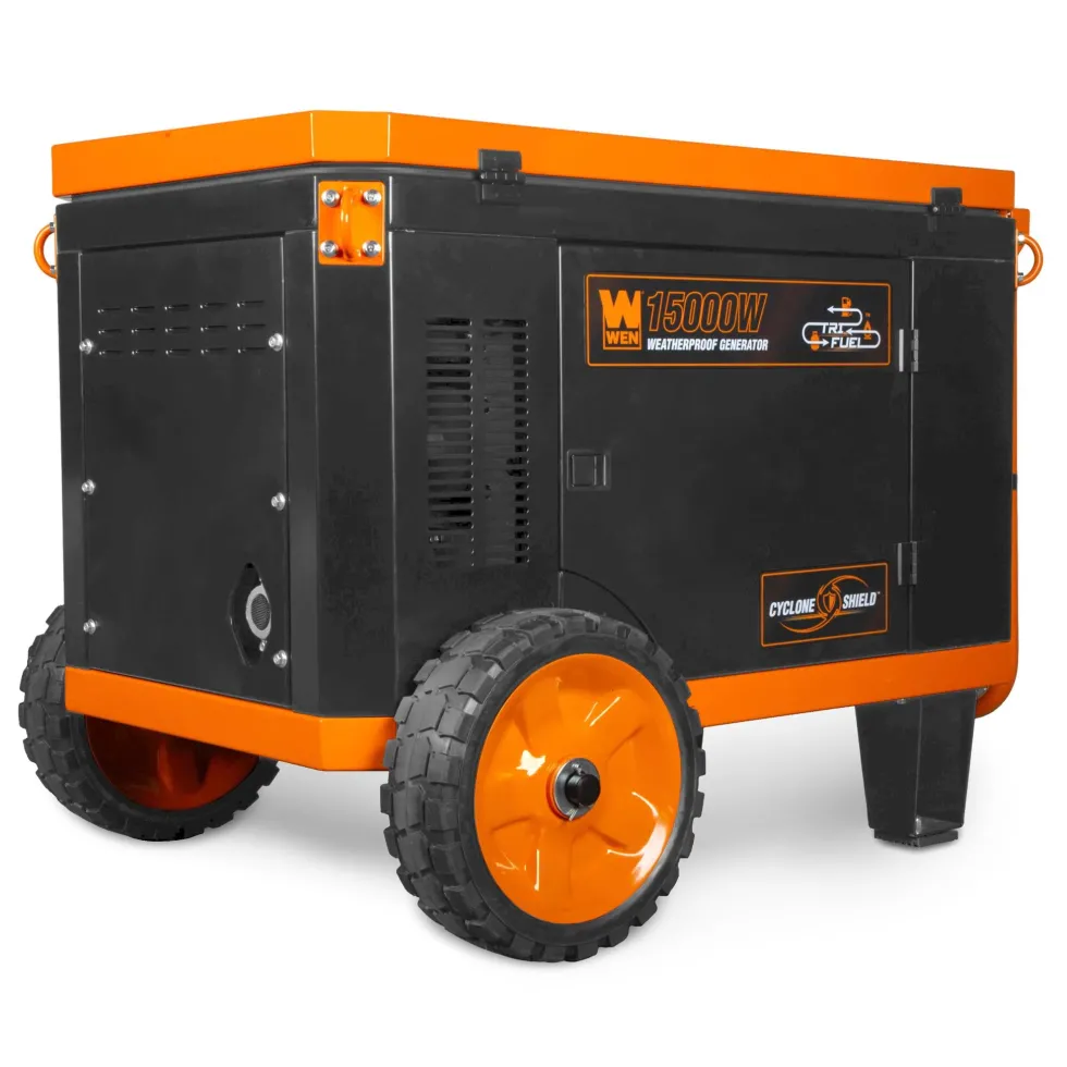 WEN TF1500XR 15,000-Watt Weatherproof Portable Generator for Home Backup, 120V/240V, Tri-Fuel with Cyclone Shield Weatherproofing Technology, 550cc Engine, Remote Electric Start, Wheel Kit, and CO Watchdog, Gas, Propane, and Natural Gas Powered