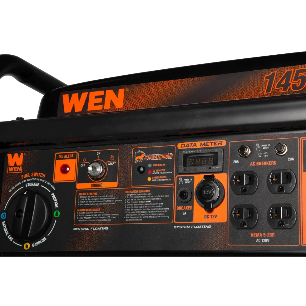 WEN TF-1450X 14,500-Watt 120V/240V Tri-Fuel Generator for Gas, Propane, and Natural Gas, Transfer-Switch Ready with Electric Start, Wheel Kit, and CO Watchdog