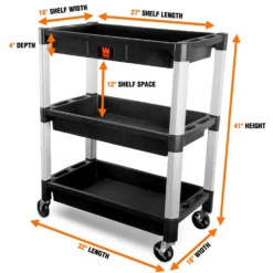 WEN 73163 Three-Tray 300-Pound Capacity Triple Decker Service and Utility Cart