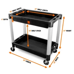 WEN 73162 Two-Tray 300-Pound Capacity Double Decker Service and Utility Cart