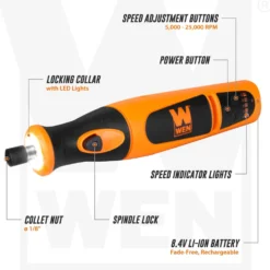 WEN 23072 Variable Speed Lithium-Ion Cordless Rotary Tool Kit with 24-Piece Accessory Set, Charger, and Carrying Case