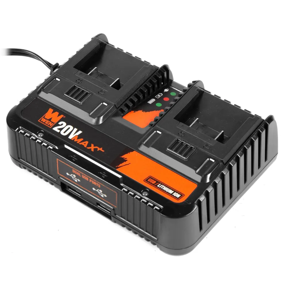 WEN 20VB25D 20V Max Starter Kit with Two 5.0 Ah Lithium-Ion Batteries and Dual Port Charger