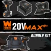 WEN 20V Cordless Impact Driver, Sander, and Impact Wrench Bundle with Two Batteries, Two Chargers, and Tool Bag