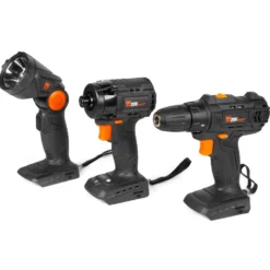 WEN 20VK3DBT 20V Max Cordless Drill, Brushless Compact Impact Driver, and LED Work Light / Flashlight Combo Kit (Tool Only - Battery Not Included)