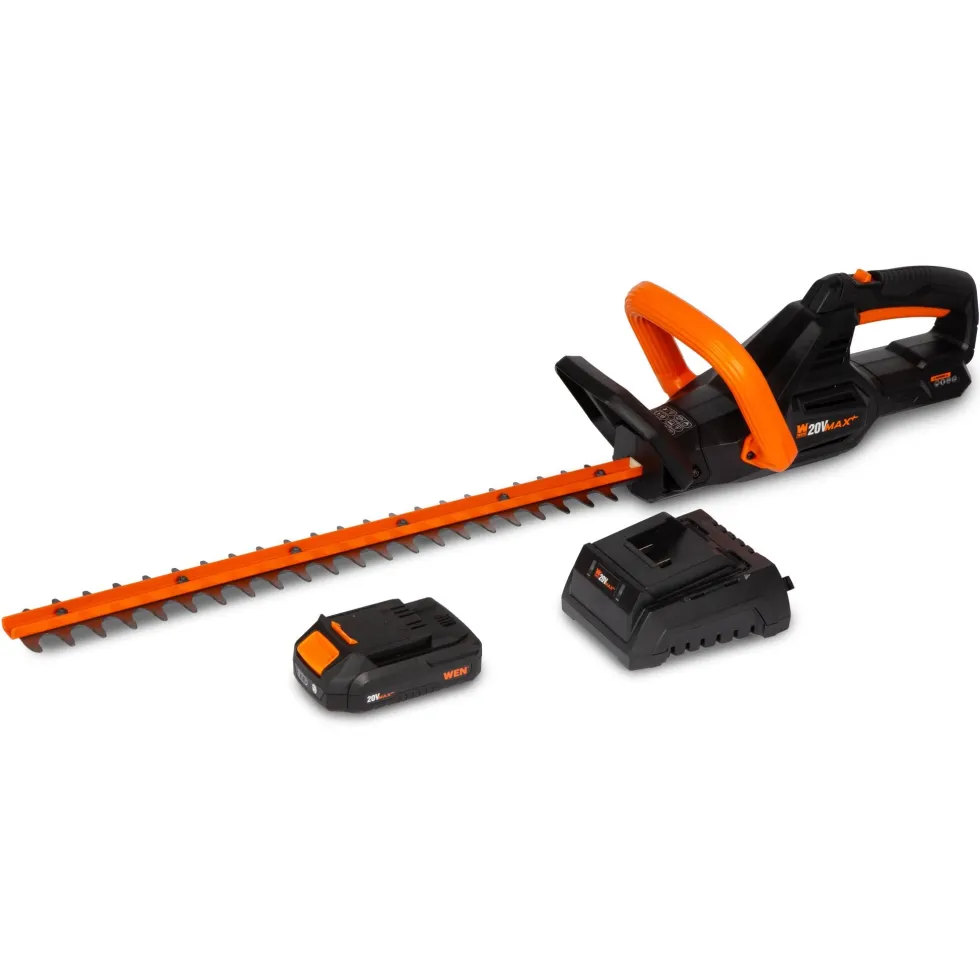WEN 20VK3HTB 20V Max Cordless Hedge Trimmer, String Trimmer and Leaf Blower Combo Kit with 4Ah Battery and charger