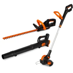 WEN 20VK3HTB 20V Max Cordless Hedge Trimmer, String Trimmer and Leaf Blower Combo Kit with 4Ah Battery and charger