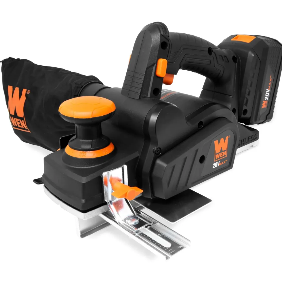 WEN 20653 20V Max Brushless Cordless 3-1/4-Inch Hand Planer with 4.0 Ah Lithium-Ion Battery and Charger