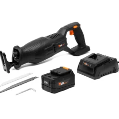 WEN 20630 20V Max Brushless Cordless Reciprocating Saw with 4.0Ah Lithium-Ion Battery and Charger