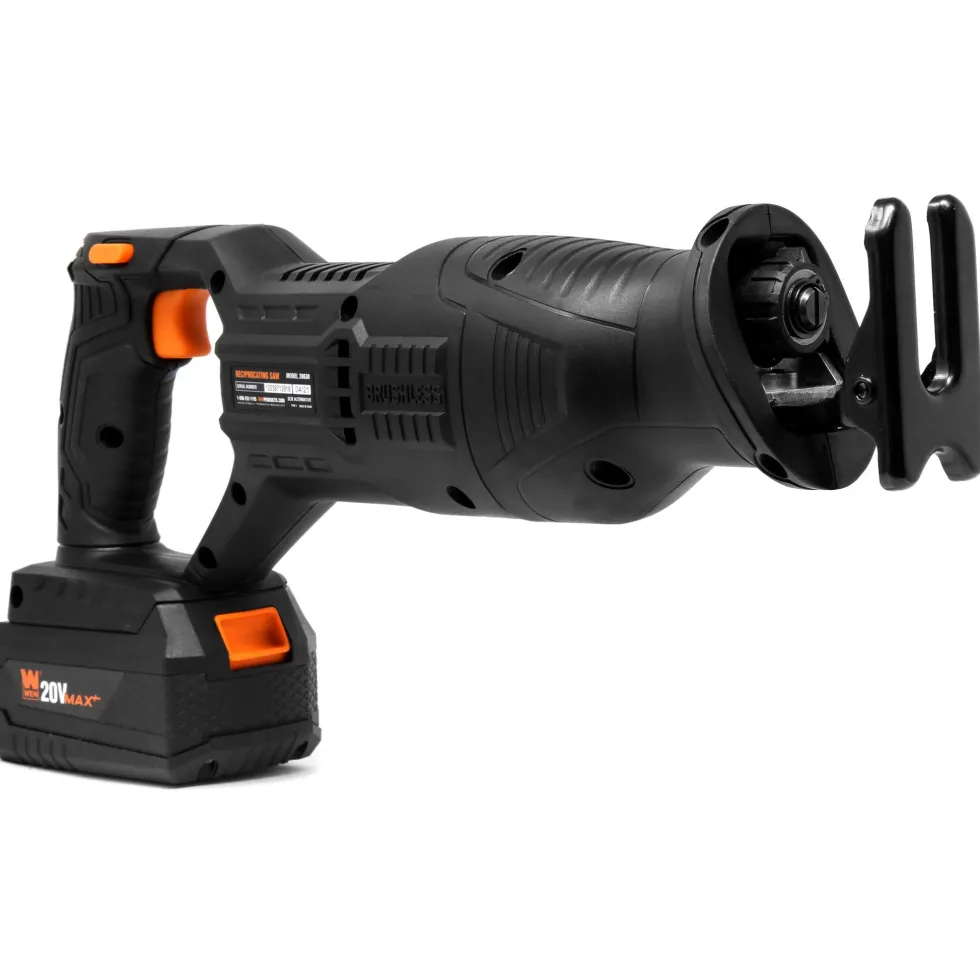 WEN 20630 20V Max Brushless Cordless Reciprocating Saw with 4.0Ah Lithium-Ion Battery and Charger