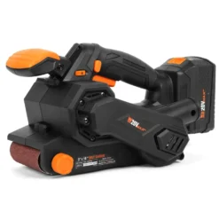 WEN 20418 20V Max Cordless Belt Sander, Variable Speed, Handheld and Portable with 4.0Ah Battery and Charger
