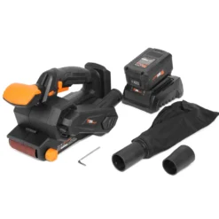 WEN 20418 20V Max Cordless Belt Sander, Variable Speed, Handheld and Portable with 4.0Ah Battery and Charger