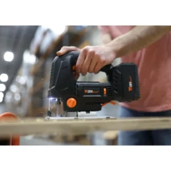 WEN 20670 20V Max Cordless Brushless Auto-Speed Jigsaw with 4.0Ah Lithium Ion Battery and Charger