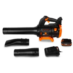 WEN 20711 20V Max Cordless Brushless Axial Leaf Blower with 4Ah Battery and Charger