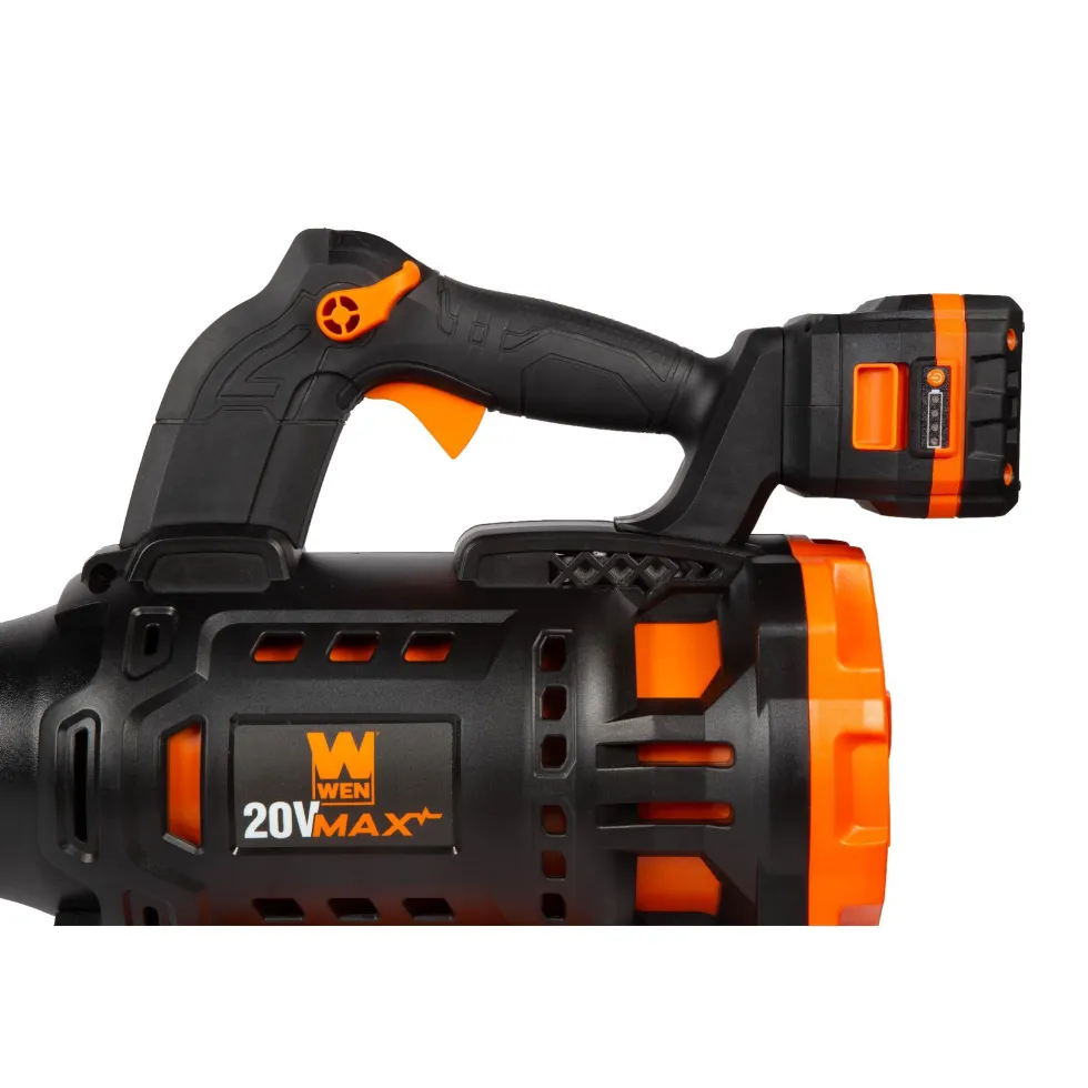 WEN 20711 20V Max Cordless Brushless Axial Leaf Blower with 4Ah Battery and Charger