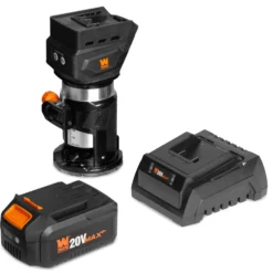WEN 20610 20V Max Cordless Brushless Compact Trim Router with Fixed Base, 4Ah Lithium-Ion Battery, and Charger