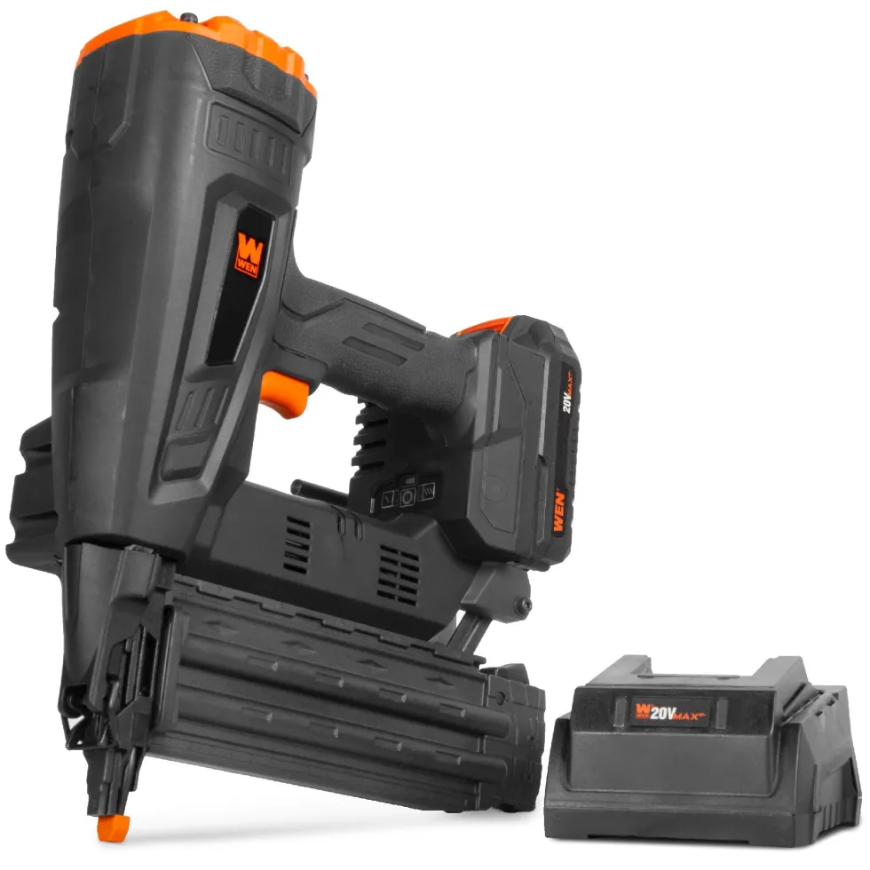 WEN 20518 20V Max Cordless Brushless 18-Gauge Brad Nailer with 2.0Ah Battery and Charger