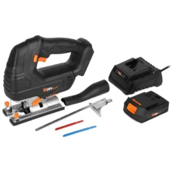 WEN 20667 20V Max Cordless Brushless Jigsaw with 4.0 Ah Lithium Ion Battery and Charger