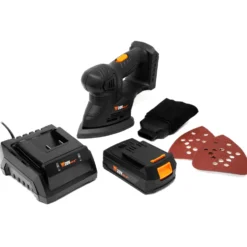 WEN 20401 20V Max Cordless Detailing Palm Sander with 2.0 Ah Lithium-Ion Battery and Charger