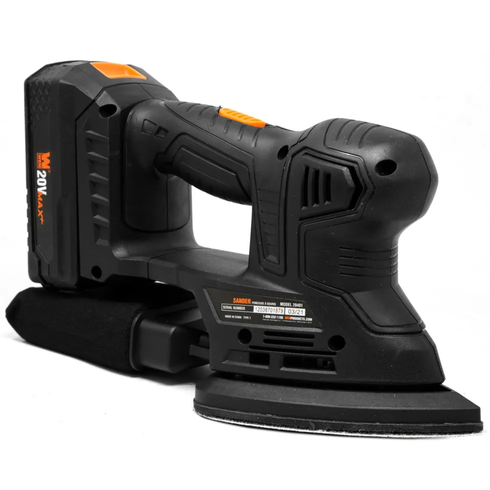 WEN 20401 20V Max Cordless Detailing Palm Sander with 2.0 Ah Lithium-Ion Battery and Charger