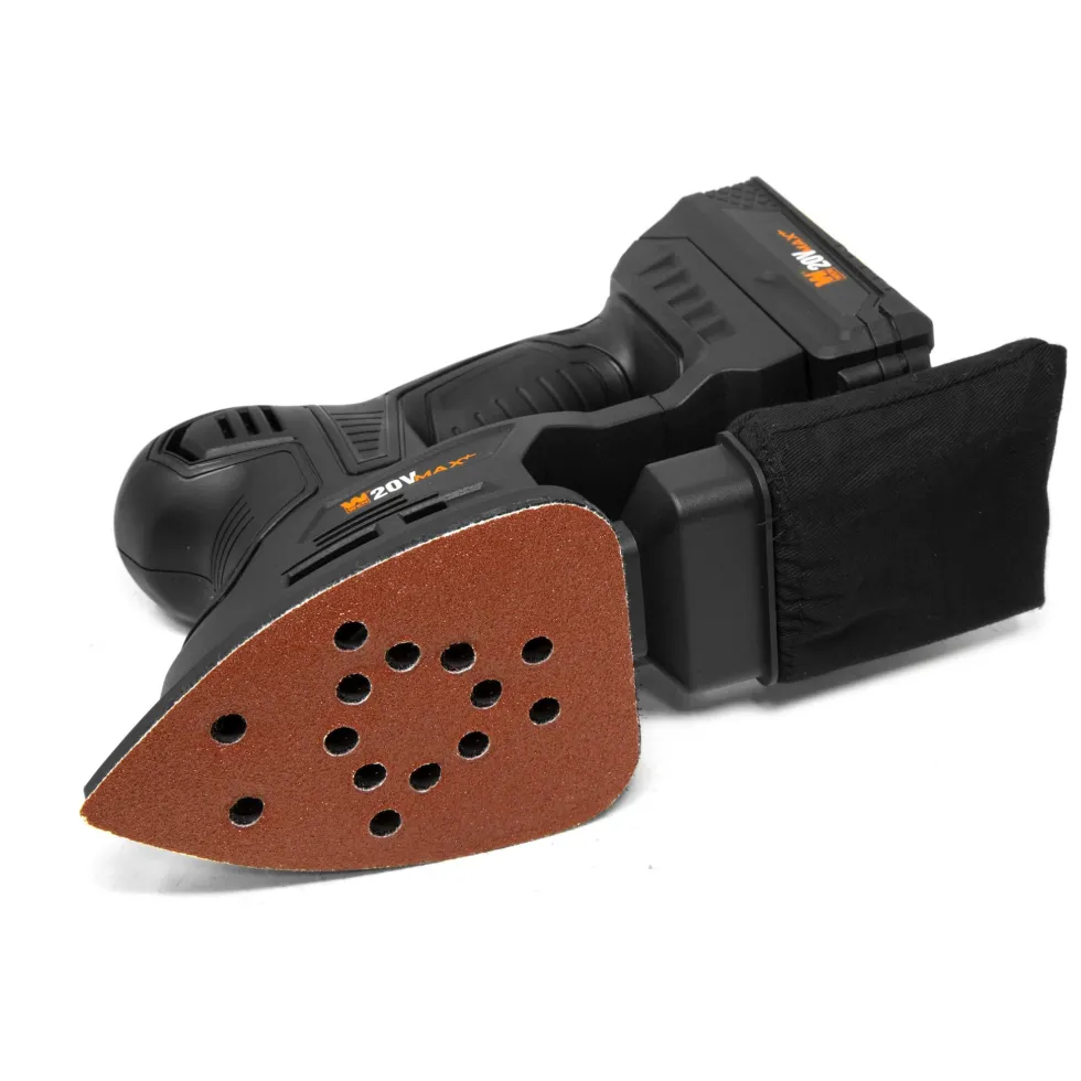 WEN 20401 20V Max Cordless Detailing Palm Sander with 2.0 Ah Lithium-Ion Battery and Charger