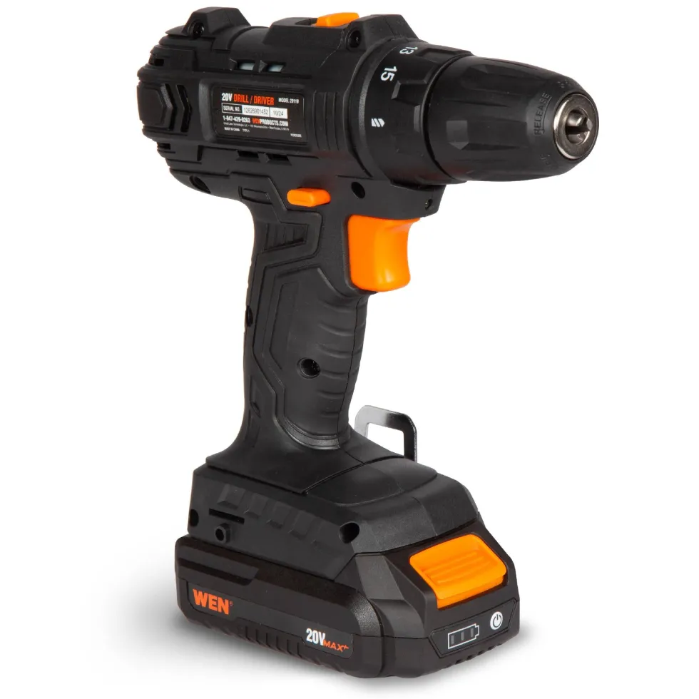 WEN 20119 20V Max Cordless 3/8-Inch Drill and Driver with 2.0 Ah Lithium-Ion Battery and Charger