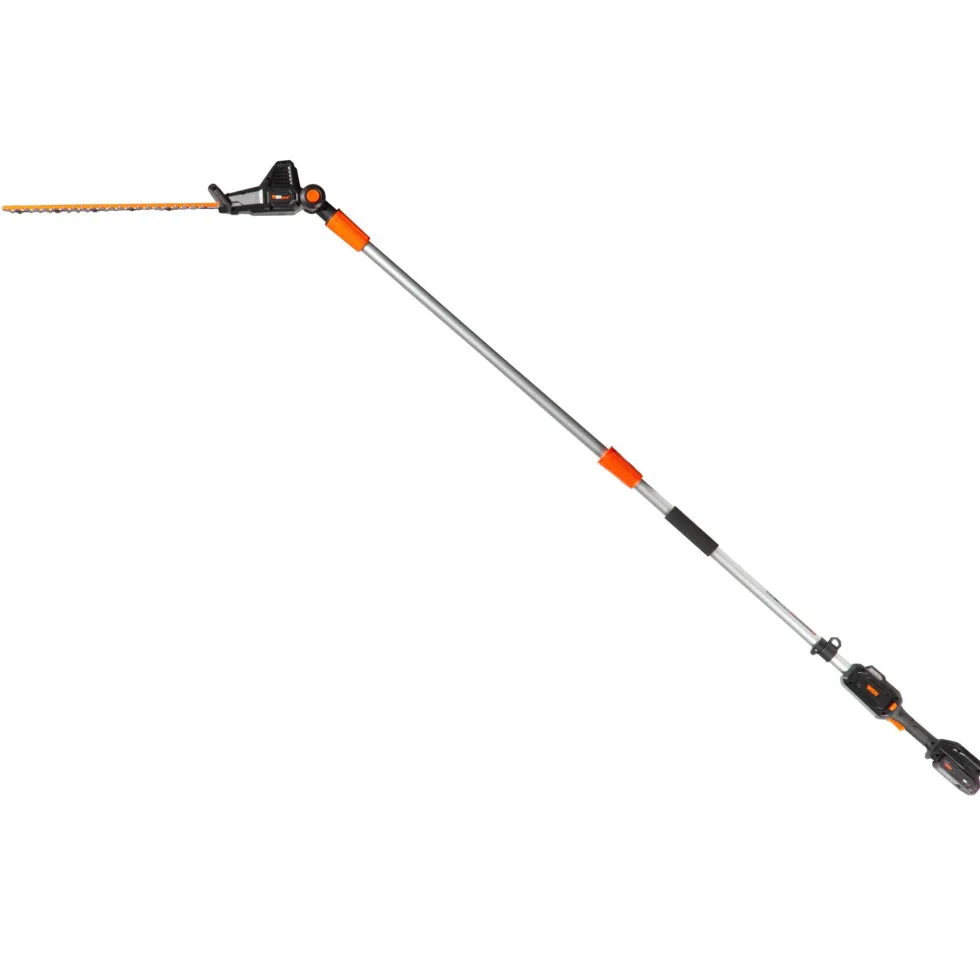 WEN 20825 20V Max Cordless 20-Inch Hedge Trimmer Pole Saw with 14.6-Foot Reach, 2Ah Battery and Charger