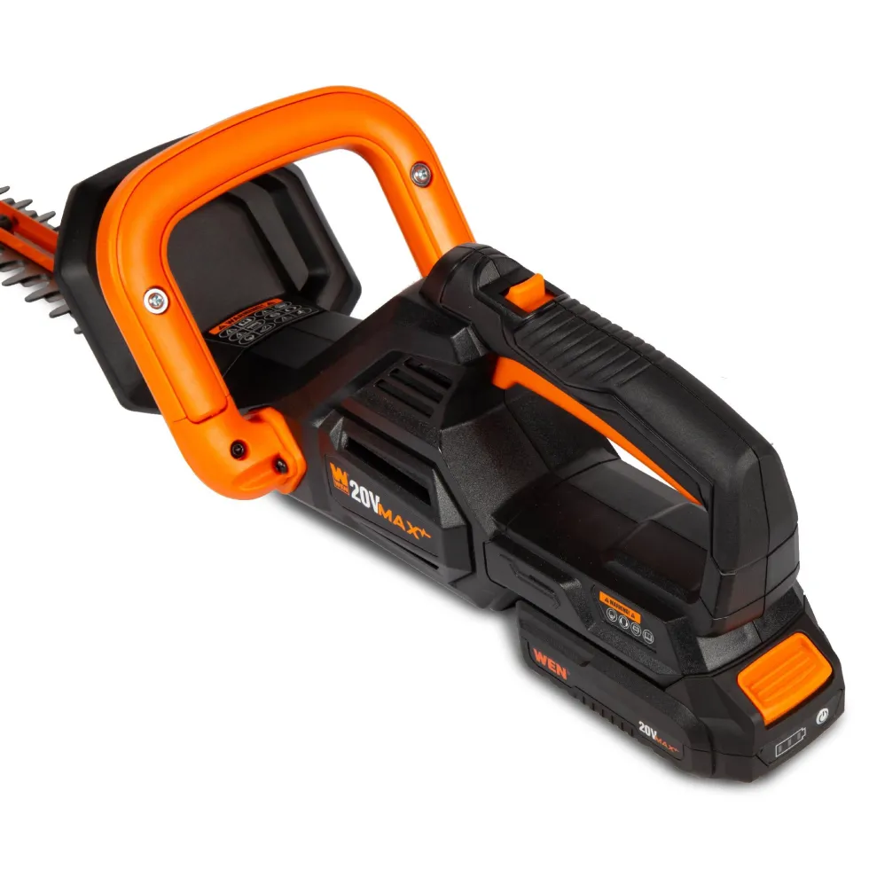 WEN 20815 20V Max Cordless 20-Inch Hedge Trimmer with 2Ah Battery and Charger