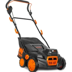 WEN 20716 20V Max Cordless 15-Inch 2-in-1 Brushless Electric Dethatcher and Scarifier with Collection Bag