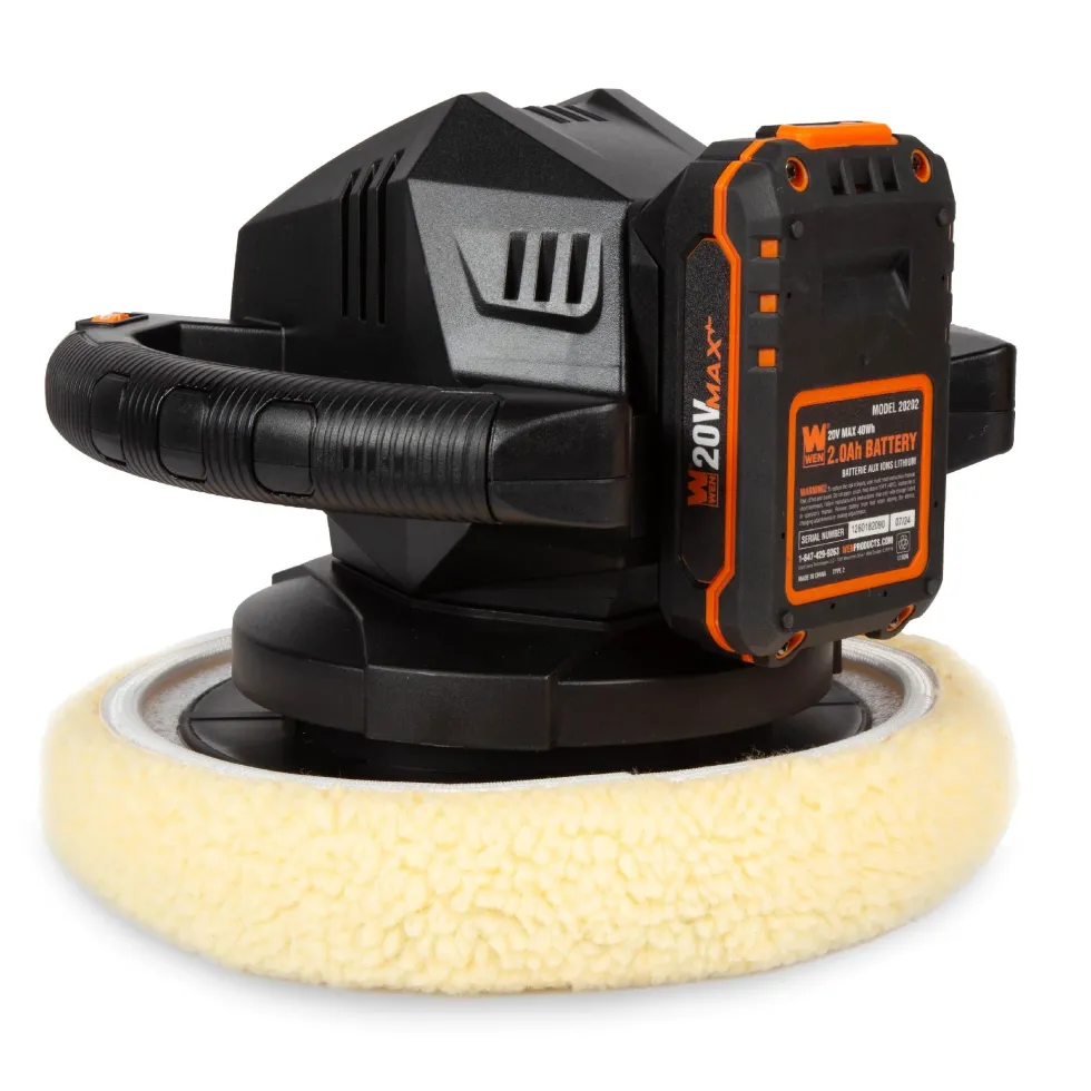 WEN 20870 20V Max Cordless 10-Inch Random Orbital Polisher and Waxer Kit with 2Ah Battery, Charger, and Bonnets