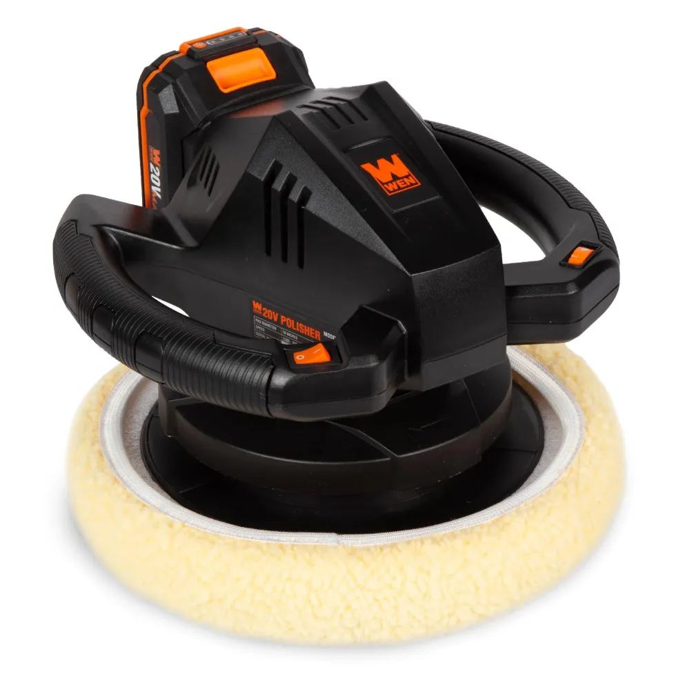 WEN 20870 20V Max Cordless 10-Inch Random Orbital Polisher and Waxer Kit with 2Ah Battery, Charger, and Bonnets