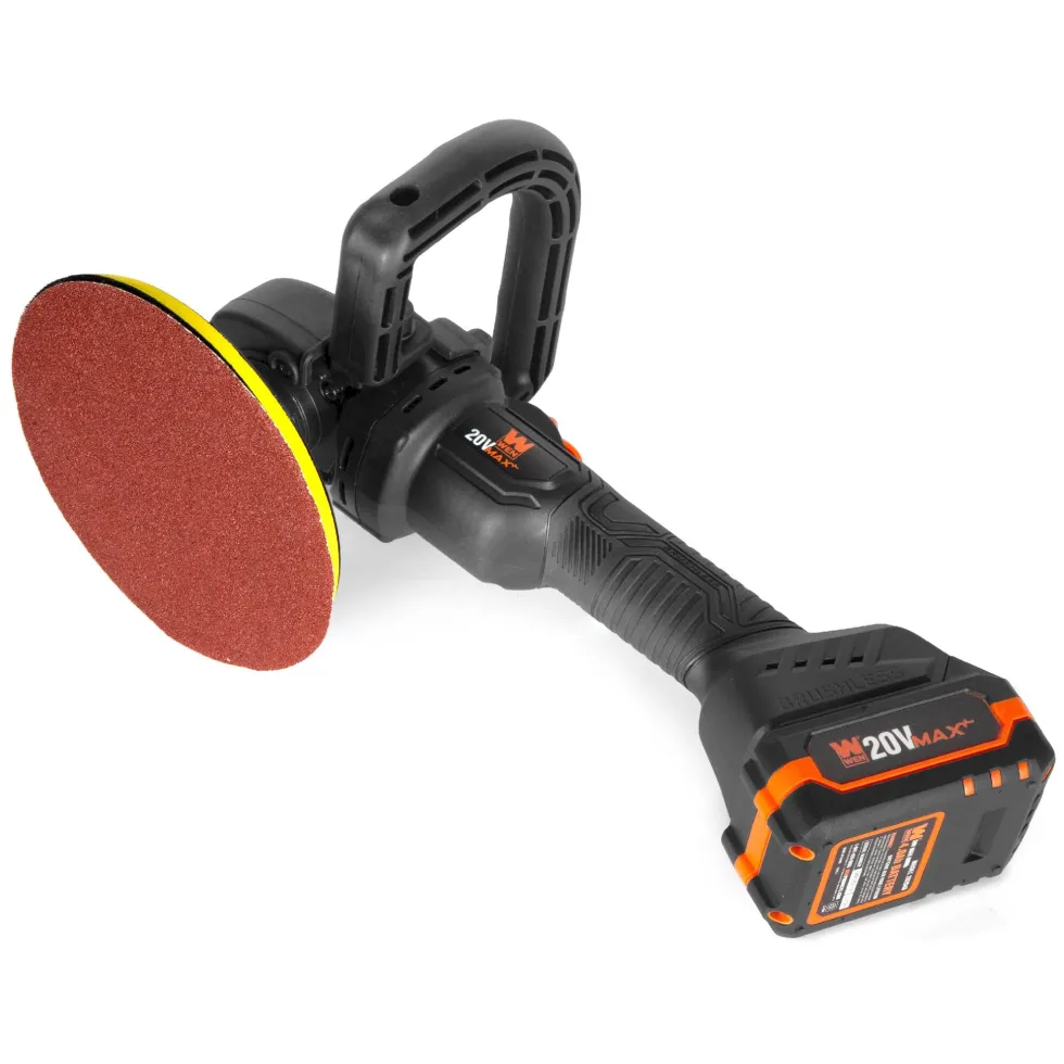 WEN 20877 20V Max Cordless 7-Inch Variable Speed Rotary Polisher and Waxer Kit with 4Ah Battery, Charger, and Polishing Pads