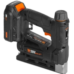 WEN 20539 20V Max Cordless 2-in-1 18-Gauge Brad Nailer and T50 Crown Stapler with 2.0Ah Battery and Charger
