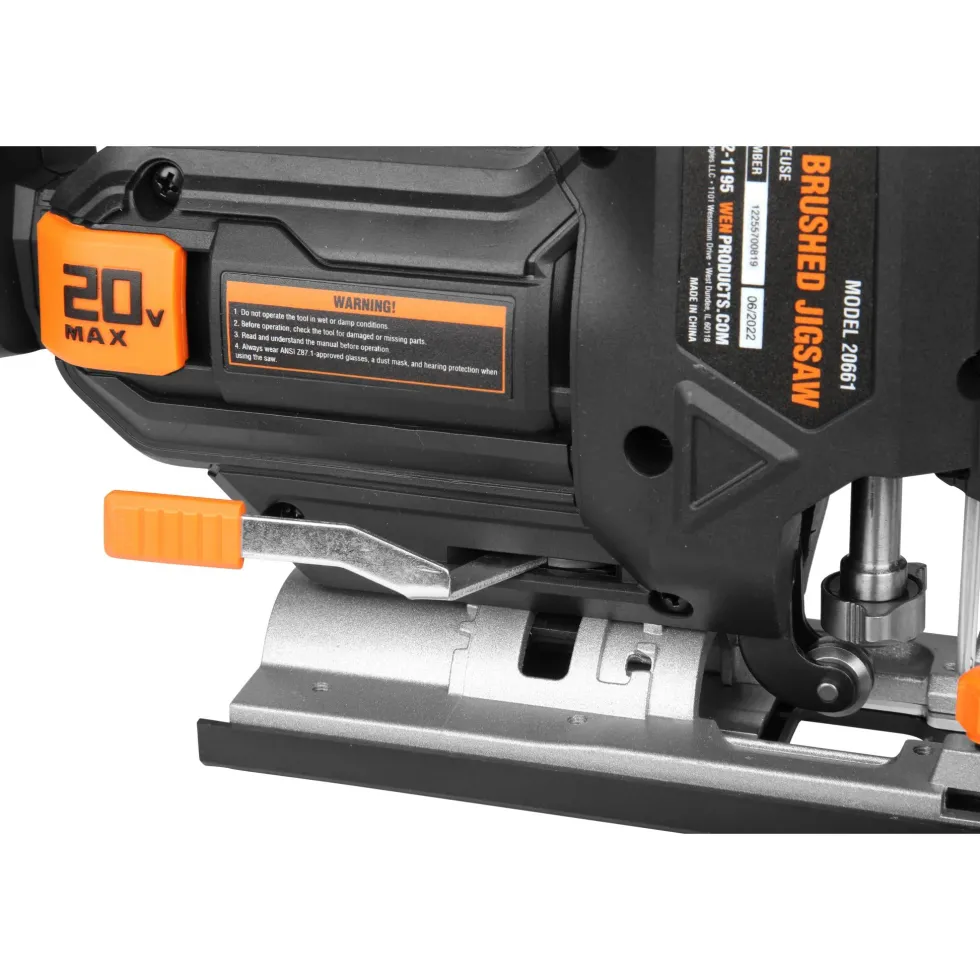 WEN 20661 20V Max Cordless Jigsaw with 2.0 Ah Lithium Ion Battery and Charger
