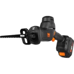 WEN 20631 20V Max Cordless Reciprocating Saw, Brushless Compact One-Handed Design with 4.0 Ah Lithium-Ion Battery and Charger