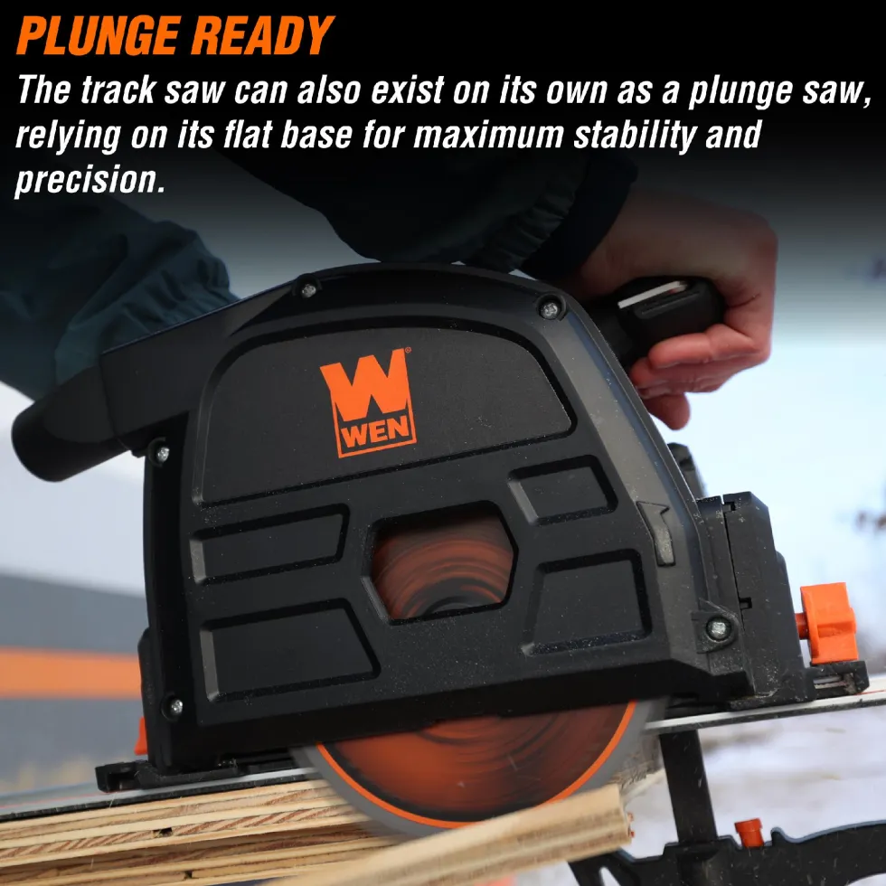 WEN 20691 20V Max 6.5-Inch Cordless Brushless Plunge Cut Variable Speed Track Saw with Two 4.0 Ah Batteries and Charger